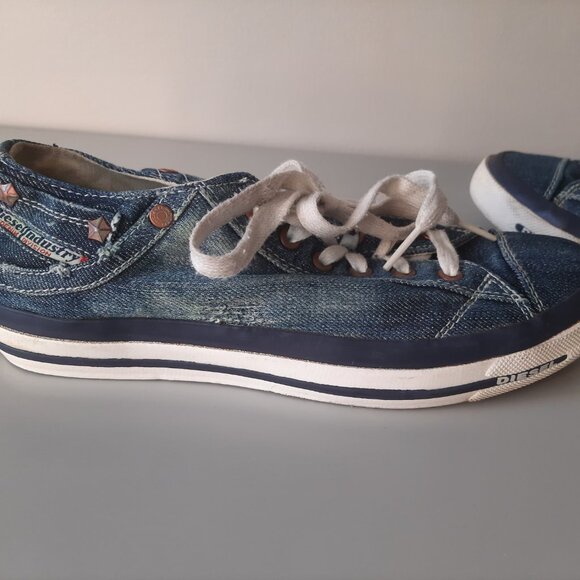 Diesel Low Top Denim Sneakers - Women's Size 8 - Picture 3 of 10